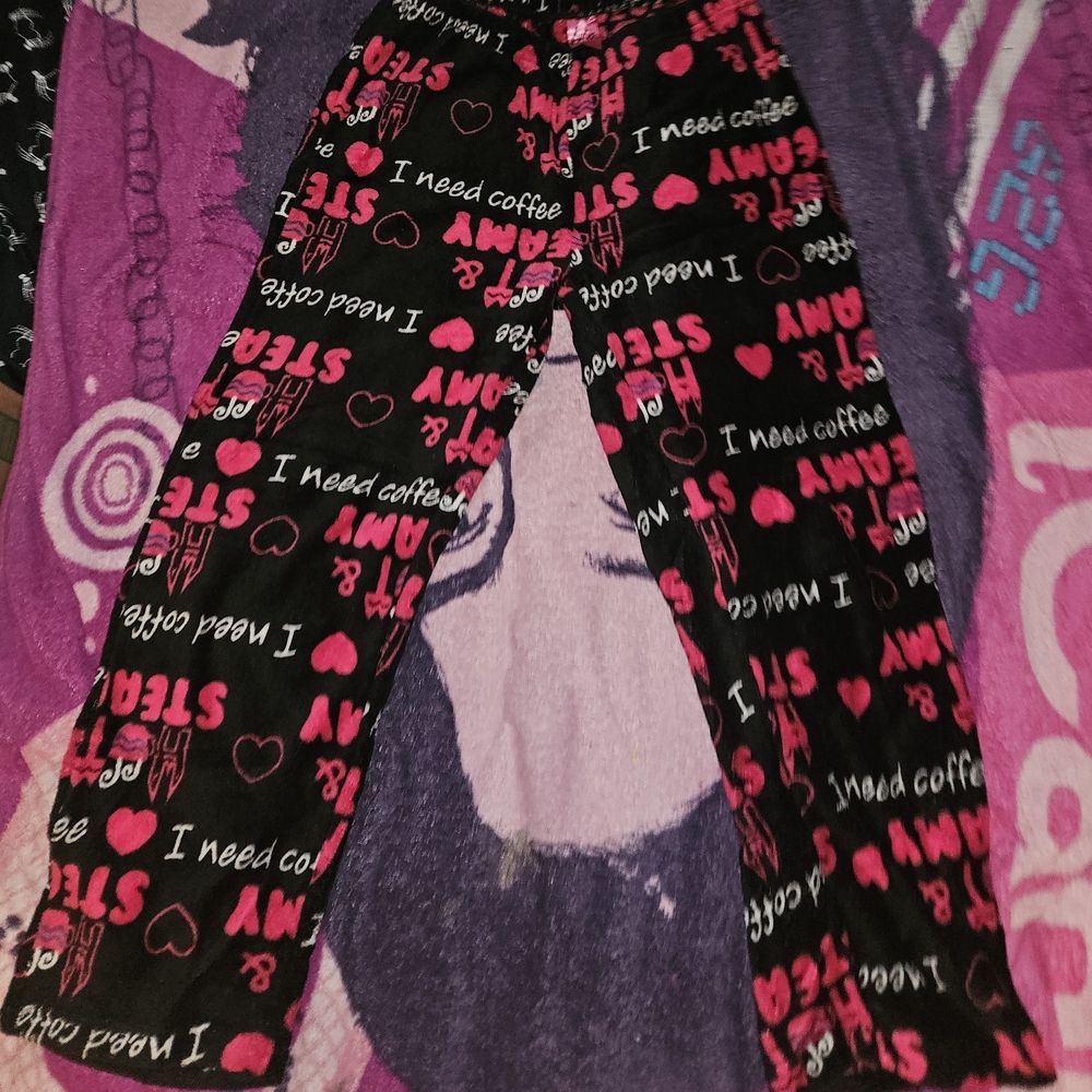 Black and Pink Graphic Pajama Pants